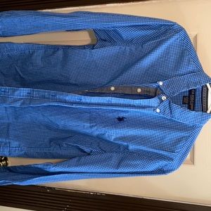 Polo Ralph Lauren long sleeve blue and white striped button down shirt. Size m
